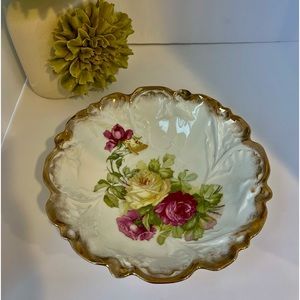 Vintage Porcelain Bowl - Gold Rimmed